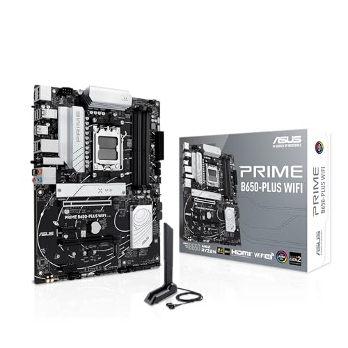 ASUS Prime B650-PLUS Carte mère WiFi AMD B650 AM5 Ryzen Desktop 9000 8000 7000 ATX, DDR5, PCIe 5.0 M.2, LAN 2,5 Go, WiFi 6E, HDMI, SATA 6 Gbit s, USB Type-C, BIOS Flashback, Thunderbolt 4 en-tête