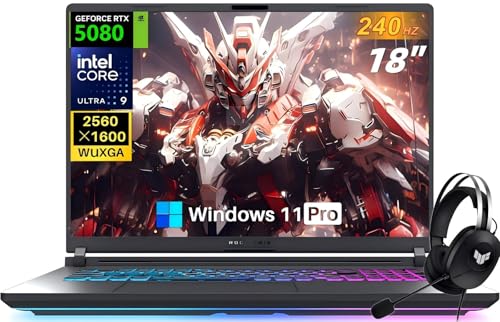 ASUS Ordinateur portable de jeu ROG Strix G18 2025, NVIDIA RTX 5080 16 Go GDDR7, Intel Ultra 9 275HX24-Core, écran 18 po 240 Hz 3 ms 2,5 K, WiFi 7, 64 Go DDR5, 8 To SSD, Win 11 Pro, kit d'accessoires