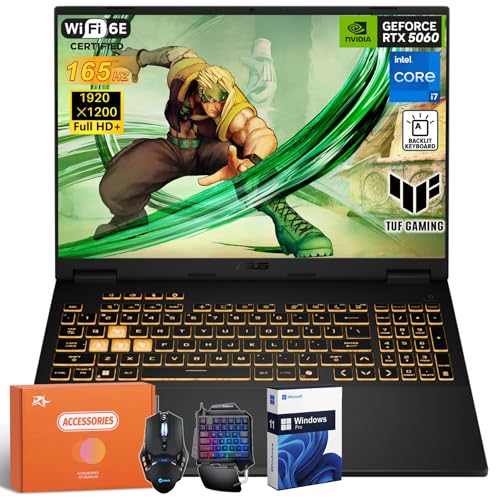 ASUS Ordinateur portable de jeu TUF F16 2025, NVIDIA GeForce RTX 5060, Intel 14th i7-14650HX(16 Core), écran 16 FHD 165 Hz, 64 Go DDR5, 2 To SSD, Wi-Fi 6E, clavier rétroéclairé, Windows 11 Pro
