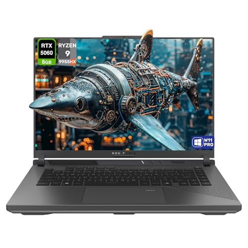 ASUS ROG Strix G16 Ordinateur portable de jeu, AMD Ryzen 9-9955HX, 32 Go de RAM DDR5, 2 To PCIe SSD, écran 16 WUXGA (1920 x 1200) 165 Hz, Nvidia G-Force RTX 5060, clavier RVB 4 zones, W11 Pro, gris