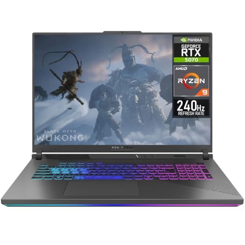 ASUS ROG Strix G18 (2025) Ordinateur portable de jeu, 18 po WQXDA 240 Hz AMD Ryzen 9 9955HX, NVIDIA GeForce RTX 5070 8 Go de RAM 32 Go DDR5-5600 RAM 1 To PCIe Gen 4 SSD Eclipse Gris