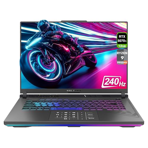 ASUS ROG Strix G16 Ordinateur portable de jeu, AMD Ryzen 9-9955HX, 32 Go de RAM DDR5, 2 To PCIe SSD, écran 16 2,5K (2560 x 1600), Nvidia G-Force RTX 5070Ti, clavier Chiclet rétroéclairé RVB, W11 Home