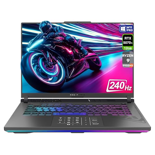 ASUS ROG Strix G16 Ordinateur portable de jeu, AMD Ryzen 9-9955HX, 64 Go de RAM DDR5, 2 To PCIe SSD, écran 16 2,5K (2560 x 1600), Nvidia G-Force RTX 5070Ti, clavier Chiclet rétroéclairé RVB, W11 Pro