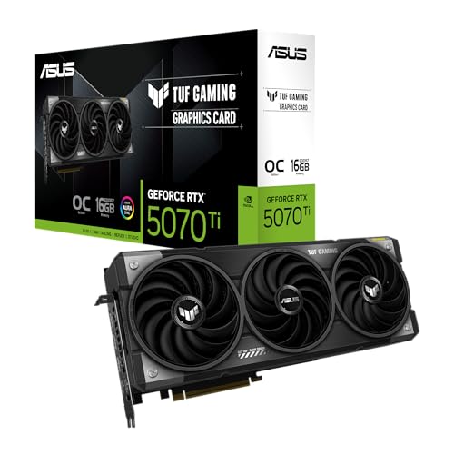ASUS TUF Gaming GeForce RTX 5070 Ti 16 Go GDDR7 OC Edition Carte graphique de jeu (PCIe 5.0, HDMI DP 2.1, fente 3.125, composants de qualité militaire, revêtement PCB protecteur, ventilateurs
