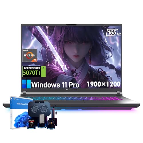 ASUS ROG Strix G16 Ordinateur portable de jeu – NVIDIA GeForce RTX 5070 Ti, écran WUXGA de 16 po 165 Hz, AMD Ryzen 9 8940HX (jusqu'à 5,3 GHz), WiFi 6E, KB rétroéclairé RVB, Win11 Pro, 64 Go de RAM