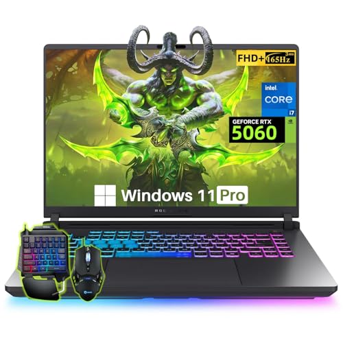 ASUS Ordinateur portable de jeu ROG Strix G16, Intel i7-14650HX (jusqu'à 5,2 GHz), NVIDIA RTX 5060, 16 po FHD 165 Hz 3 ms, ROG Nebula Display, WiFi 7, Embauche audio, 64 Go DDR5, SSD 2 To Gen 4