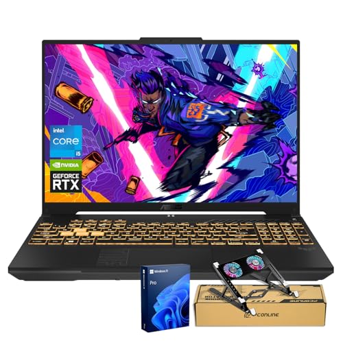 ASUS TUF F16 RTX 4050 Pro Ordinateur portable de jeu, 16 FHD 144 Hz, Intel Core 5 210H (Beats Intel i5-14500), NVIDIA RTX 4050, 64 Go de RAM DDR5, 2 To SSD, rétroéclairage RVB KB, ensemble avec