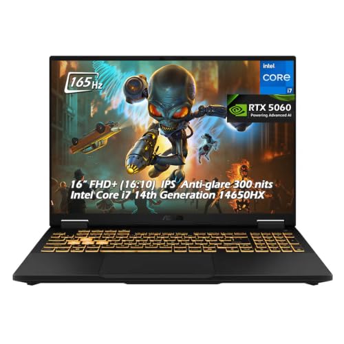 ASUS TUF Gaming F16 Ordinateur portable de jeu FHD 165 Hz, Intel Core i7-14650HX, RTX5060, 32 Go de RAM DDR5 2 To SSD, Wi-Fi6E AX RJ-45 BT Webcam RVB rétroéclairée KB Win11, gris Jaeger, avec clé USB
