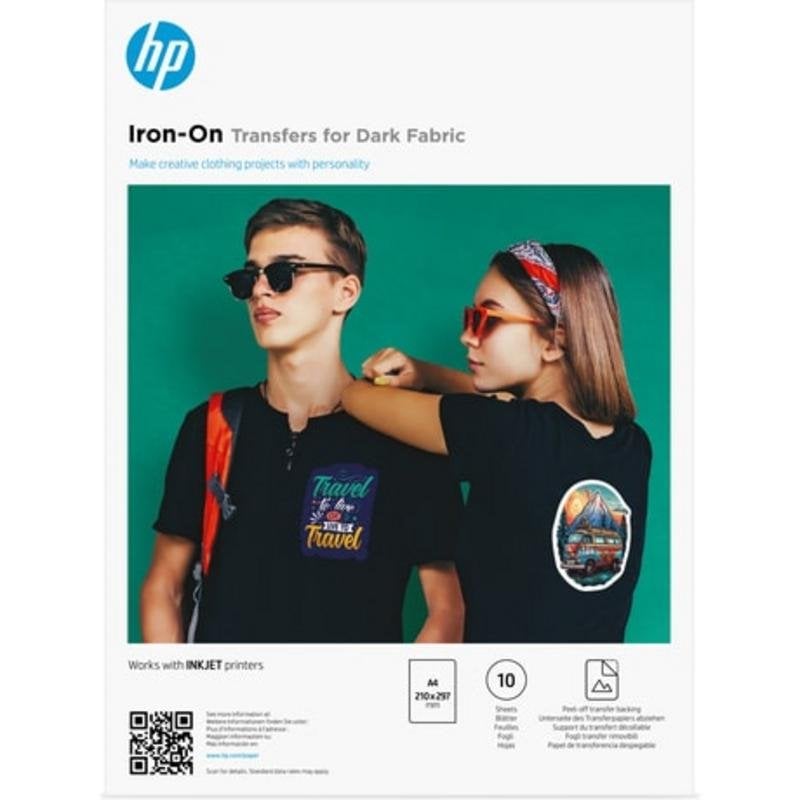 HP Papier transfert HP Iron-On Transfers A4 pour textile foncé 10 feuilles