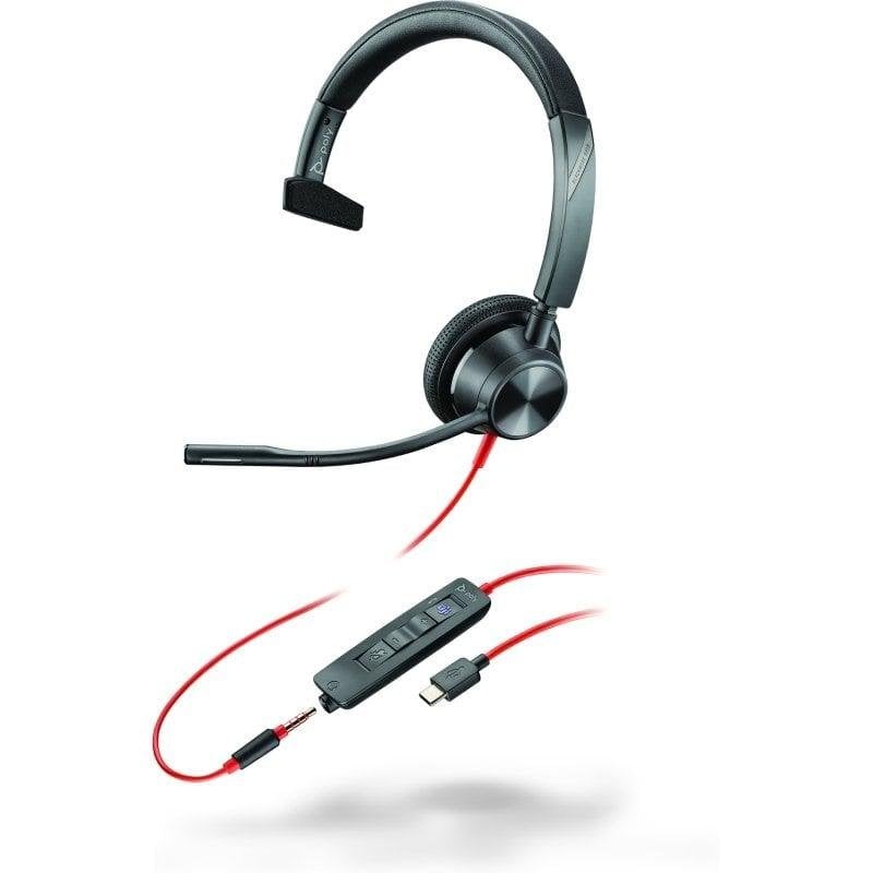 Poly Casque Poly Blackwire 3315 filaire USB-C USB-A jack 3,5 mm monoaural Black Teams