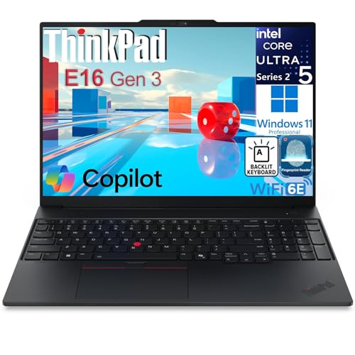 Lenovo ThinkPad E16 Gen 3 Ordinateur portable professionnel, prêt pour l'entreprise, Intel Ultra 5 225H, 16 Go DDR5, SSD NVMe 1 To, FHD IPS 16 , WiFi 6E, lecteur d'empreintes digitales et clavier