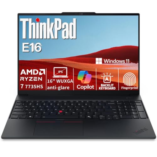 Lenovo ThinkPad E16 Gen 2 16 FHD Ordinateur portable professionnel, AMD Ryzen 7 7735HS 8 cœurs, 32 Go de RAM DDR5, SSD PCIe de 1 To, WiFi 6E, Ko rétroéclairé, empreintes digitales, Win 11 Pro