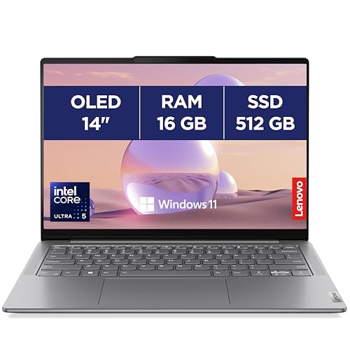 Lenovo Yoga Slim 7 14IMH9 - Ordinateur Portable 14'' WUXGA OLED (Intel Core Ultra 5 125H, RAM 16Go, SSD 512Go, Intel Arc Graphics,Windows 11 Home) Clavier rétroéclairé AZERTY FR - Lunaire Gris