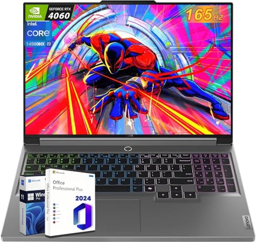 Lenovo Legion 5i Ordinateur portable de jeu, 16 WQXGA 165 Hz, Intel 24 cœurs i9-14900HX jusqu'à 5,8 GHz, 32 Go de RAM DDR5, 1 To SSD, GeForce RTX 4060, RGB rétroéclairé KB, WiFi 6E, Webcam FHD, MS