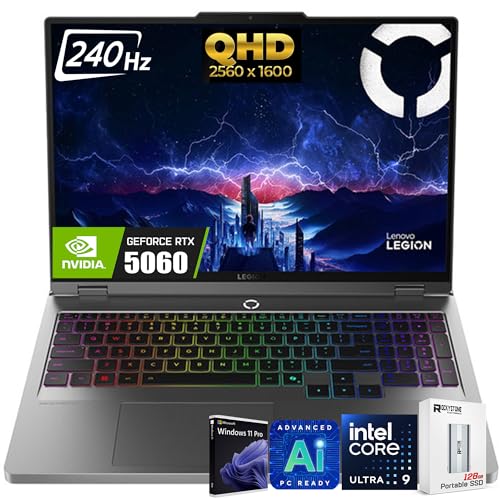 Lenovo Legion 5i Ordinateur portable de jeu IA 16 , 16 240 Hz WQXGA (2560 x 1600) IPS 500nits, Intel 24-Core Ultra 9 275HX, NVIDIA GeForce RTX 5060 8 Go GDDR7, rétroéclairage RVB, WiFi7, Win11 PRO, W