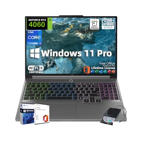 Lenovo Legion 5i Ordinateur portable de jeu • GeForce RTX 4060 • Intel 24-Core i9-14900HX • Écran 16 WQXGA 2.5K • w Office Lifetime Lecteur DVD externe • KB rétroéclairé • Win 11 Pro • 64 Go DDR5
