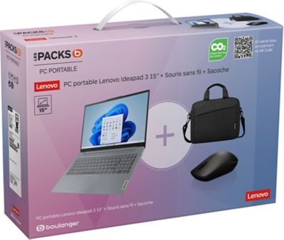 Ordinateur portable LENOVO Pack IdeaPad Slim 3 sacoche souris

