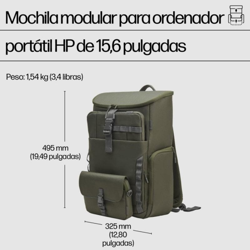 HP Mochila HP Modular pour Portable 15,6 Résistante à l'Eau en Monocrome