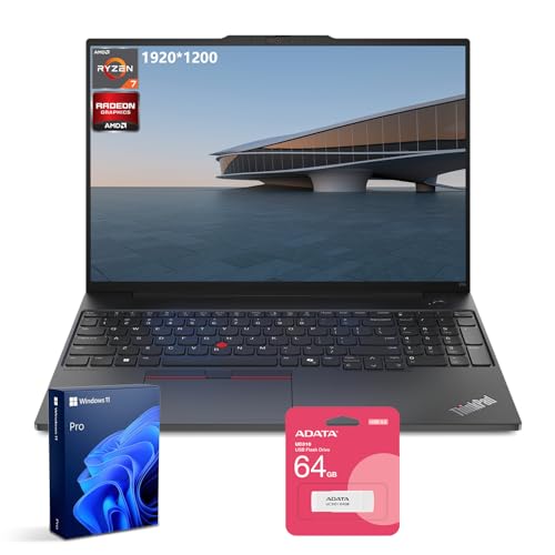 Lenovo ThinkPad E16 Gen 2 Ordinateur portable professionnel, 16 WUXGA, AMD Ryzen 7 7735U jusqu'à 4,75 GHz, 64 Go de RAM DDR5, 2 To SSD, empreintes digitales, rétroéclairé, HDMI, Wi-Fi 6, Win 11 Pro