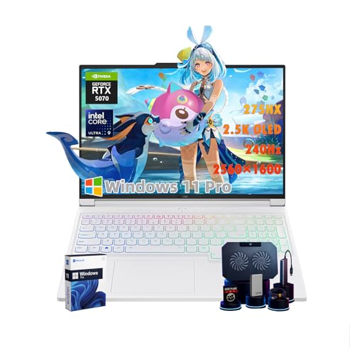 Lenovo Legion 7i Ordinateur portable de jeu, Intel-15 Core Ultra 9 275HX, 16'' 2,5k OLED 240 Hz (2560 x 1600), GeForce RTX 5070, Ko rétroéclairé, 8 Go GDDR7, Reconnaissance faciale, Wi-Fi 7, Win11 Pro