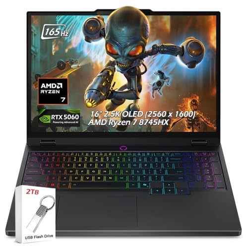 Lenovo Legion Pro 5 Ordinateur portable de jeu – AMD Ryzen 7 8745HX – 16 WQXGA OLED 165 Hz – NVIDIA GeForce RTX 5060 – 32 Go de RAM 1 To SSD – Rétroéclairé KB Wi-Fi7 Win11 – Eclipse Black – W GaLiMu