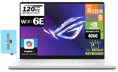 ASUS ROG Zephyrus G14 14 OLED 120 Hz QHD Ordinateur portable de jeu (AMD Ryzen 9 8945HS, RTX 4060 8 Go, 16 Go de RAM LPDDR5X, SSD PCIe 2 To, rétroéclairage RVB, WiFi 6E, Bluetooth 5.3, Micro SD