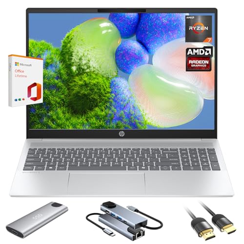 HP Omnibook 5 AI Ordinateur portable 16 2K (1920 x 1200), nouvelle génération AI PC AMD Ryzen AI 7 350 (NPU 50 Tops), 16 Go de RAM, ordinateurs portables SSD 2 To pour entreprise, université, école