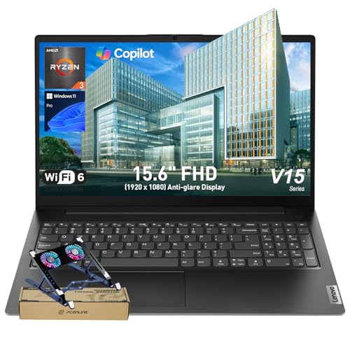 Lenovo Ordinateur portable professionnel V15 Gen 4 15,6 FHD anti-reflet, 16 Go de RAM LPDDR5, 256 Go de stockage, processeur AMD Ryzen 3 7320U 4 cœurs, W11 Pro, Ethernet RJ-45, webcam avec obturateur