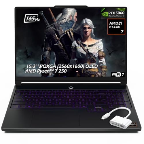 Lenovo Legion 5a WQXGA OLED 165HZ Ordinateur portable de jeu – AMD Ryzen 7 250 – NVIDIA GeForce RTX 5060 8 Go GDDR7 – 16 Go DDR5 1 To SSD – Rétroéclairé KB Wi-Fi7 Win11 – Eclipse Black – Avec