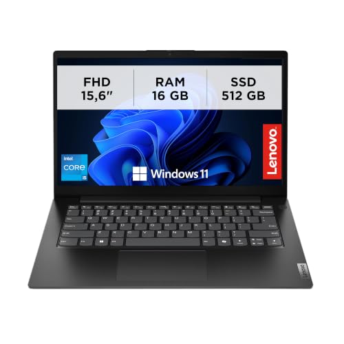 Lenovo V14 G5 Ordinateur portable professionnel 14 Full HD antireflet – Processeur Intel Core i5 noir, RAM DDR5 16 Go, SSD rapide 512 Go, webcam HD, Windows 11 Pro