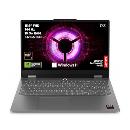Lenovo LOQ Essential 15ARP11 - Ordinateur Portable Gaming 15.6'' FHD (AMD Ryzen 7 170, RAM 16Go, SSD 512Go, NVIDIA RTX 5050 8GB) Clavier rétroéclairé AZERTY Français - Gris Lunaire