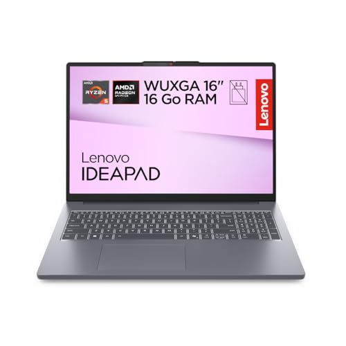 Lenovo IdeaPad Slim 3 16ARP10 - Ordinateur Portable 16'' WUXGA (AMD Ryzen 5 150, RAM 16Go, SSD 512Go, AMD Radeon 660M Graphique, Windows 11 Home) Clavier AZERTY Français - Luna Gris