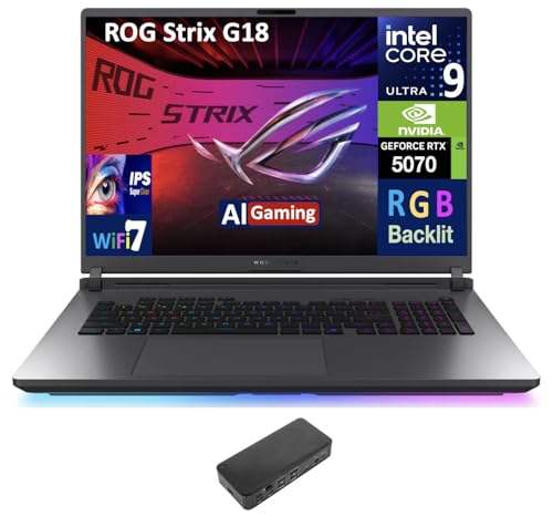 ASUS ROG Strix AI Ordinateur portable de jeu 18 240 Hz IPS WQXGA (Intel Ultra 9-275HX, GeForce RTX 5070 8 Go, 32 Go DDR5, 8 To PCIe SSD, RGB KB, Thunderbolt 4, WiFi 7, Webcam, Win 11 Pro) avec