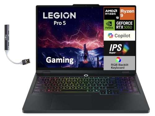 Lenovo Legion Pro 5 Copilot Ordinateur portable de jeu alimenté par l'IA 16 240 Hz IPS WQXGA (2560 x 1600) (AMD Ryzen 9 8945HX, GeForce RTX 5060 8 Go, 64 Go DDR5, 2 To SSD, 24 zones RGB KB, Win11H