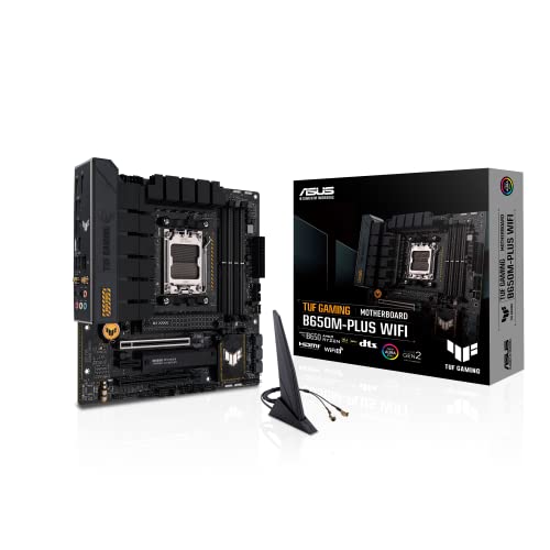 ASUS TUF Gaming B650M-PLUS WiFi – Carte mère Gaming AMD Ryzen AM5 Micro-ATX (14 Phases d'alimentation, PCIe 5.0 M.2 Support, DDR5, WiFi 6, 2.5 GB Ethernet, USB4,Aura Sync RGB)