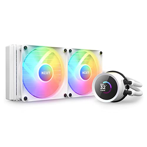 NZXT Kraken 240 RGB RL-KR240-W1 240mm AIO CPU Cooler Customizable 1.54 LCD Display High Performance Pump 2 x F120 RGB Core Fans White