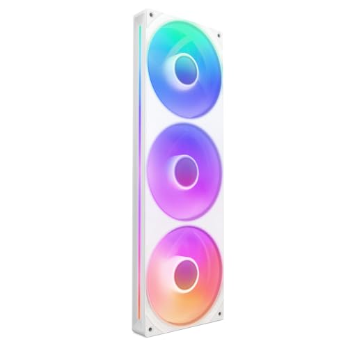 NZXT F360 RGB Core - Unité de ventilation à cadre unique de 360 mm avec trois ventilateurs RVB de 120 mm - Contrôle de la vitesse et de l'éclairage - Pression statique et flux d'air élevés - Blanc
