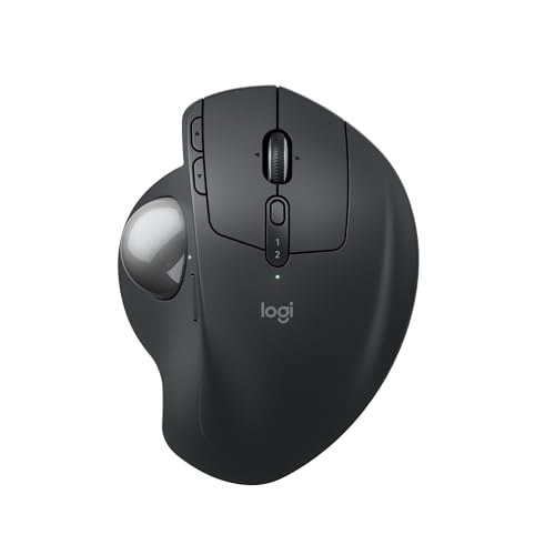 Logitech MX Ergo S souris trackball sans fil avancée, souris ergonomique sans fil rechargeable USB-C avec Bluetooth et dongle chiffré, 6 boutons programmables, pour PC Mac - Graphite