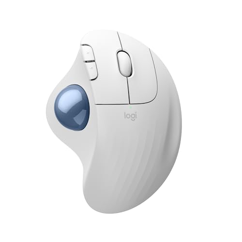 Logitech Ergo M575S Souris trackball sans Fil, Souris Ergonomique sans Fil avec Bluetooth et dongle chiffré, contrôle Confortable par Le Pouce, Suivi précis et Fluide, pour PC Mac - Blanc