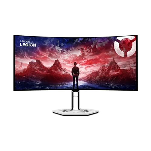 Lenovo Legion Pro 34WD-10 - Écran Gaming de 34 Incurvé avec Eyesafe (WQHD, OLED, 240Hz, 0.03ms, HDMI DP, Cable DP, AMD FreeSync Premium Pro, Haut-parleurs) Réglage en Inclinaison - Noir-Blanc