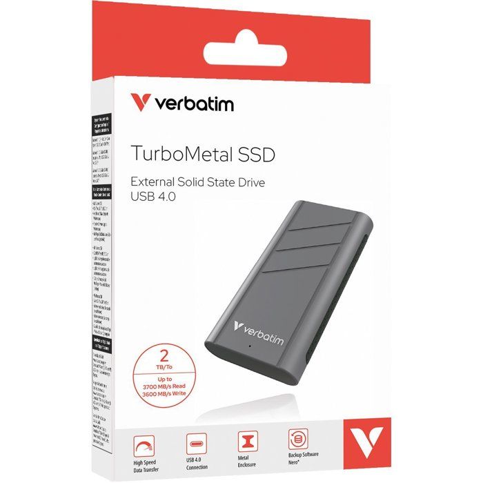 Disque SSD externe - VERBATIM - TurboMetal - 2 To - Grey