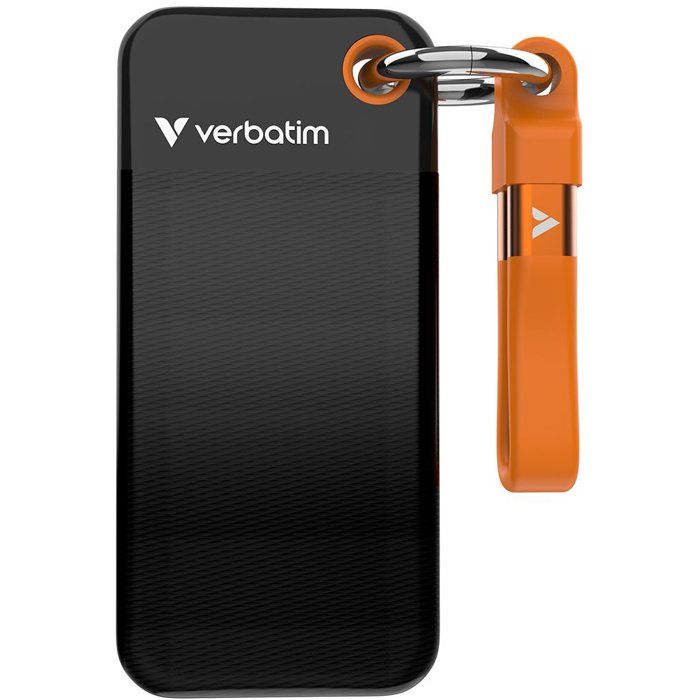 Disque SSD externe - VERBATIM - Pocket - 2 To - Black Orange