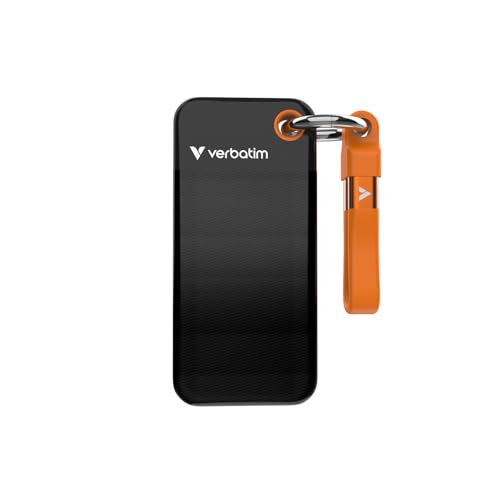 Verbatim Pocket SSD 128 Go, SSD Externe USB 3.2 Gen 2, jusqu'à 1000 Mo s en Lecture et écriture, Disque Dur Portable pour PC, Mac et Console, Noir Orange