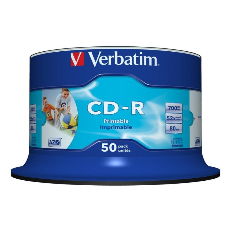 Verbatim CD-R Verbatim AZO Wide Inkjet Printable 52x 700 MB 50 unités