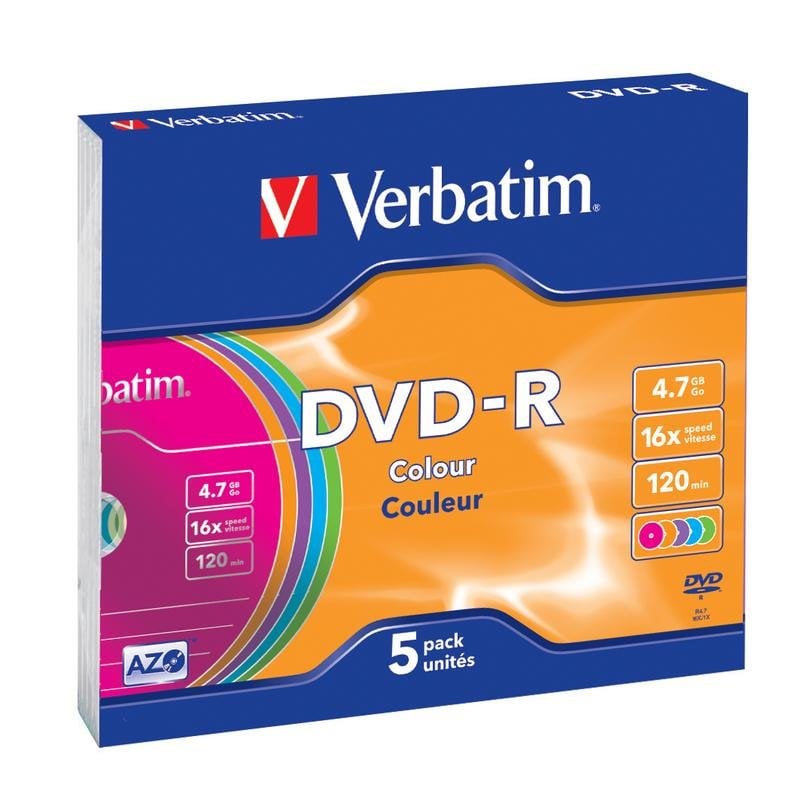 Verbatim Bobine DVD Verbatim DVD-R Colour 4.7 GB slimcase