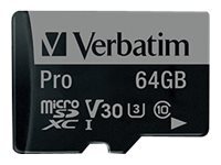 Verbatim Verbatim PRO - carte memoire flash - 64 Go - microSDXC UHS-I