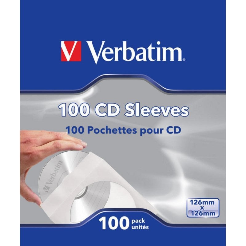 Verbatim Enveloppes CD Verbatim Paquet 100 pour 100 Disques en Papier