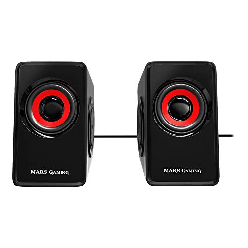 Mars Gaming MS1, Haut-parleurs Gaming 10W, Subwoofer, Jack 3,5mm et USB, 6 Pilotes de Son Noir