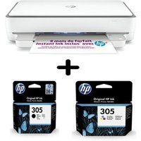 Imprimante Tout-en-un HP Envy 6032e White Cartouche d encre HP 305 Black Cartouche d encre HP pack 305 3 couleurs