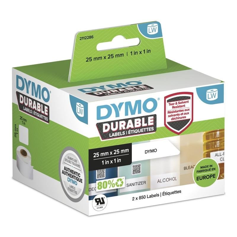 Dymo Étiquettes adhésives durables DYMO LW 25x25 mm blanches 1700 unités